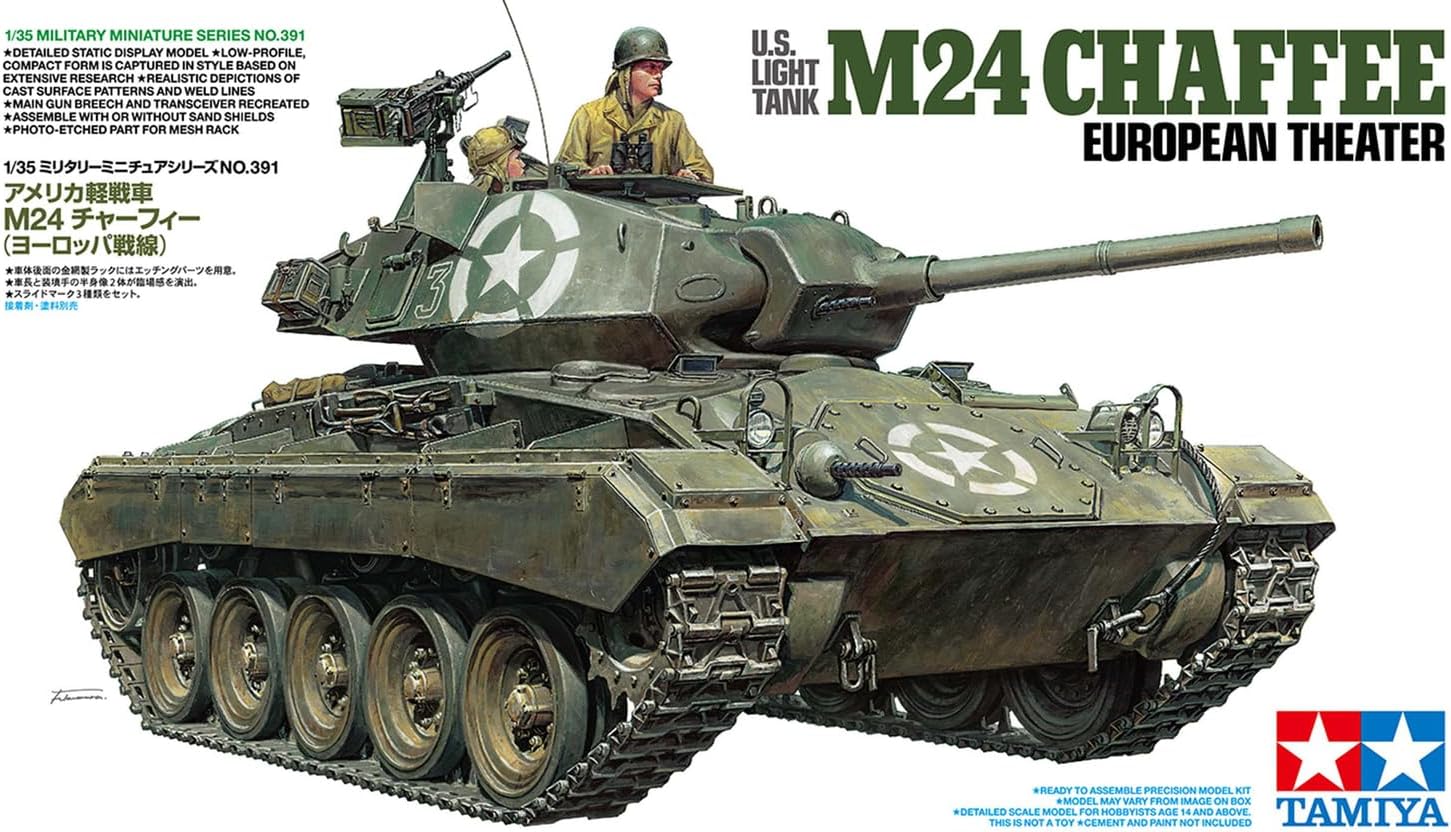 Tamiya 35391 1:35 US M24 Chaffee Euro Theatre, kit per modellismo, hobby, militare, plastica, modello da terra - Image 2