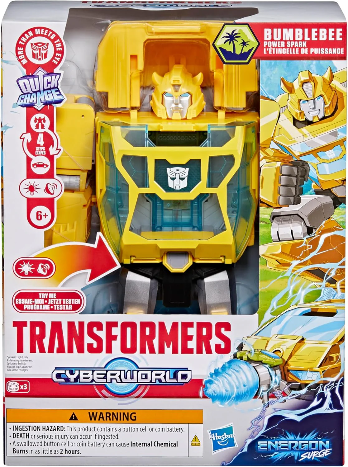 Transformers CYBERWORLD, Energon Surge, Bumblebee Power Spark | Action Figure da 28 cm con luci e Suoni | Conversione Veloce da Robot a Veicolo | dai 6 Anni in su - Image 6