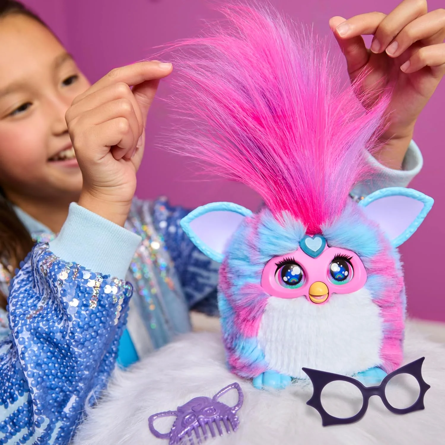 Furby Vibes Blue Razz Interactive Electronic Plush Toy for Girls & Boys 6+ - Image 3