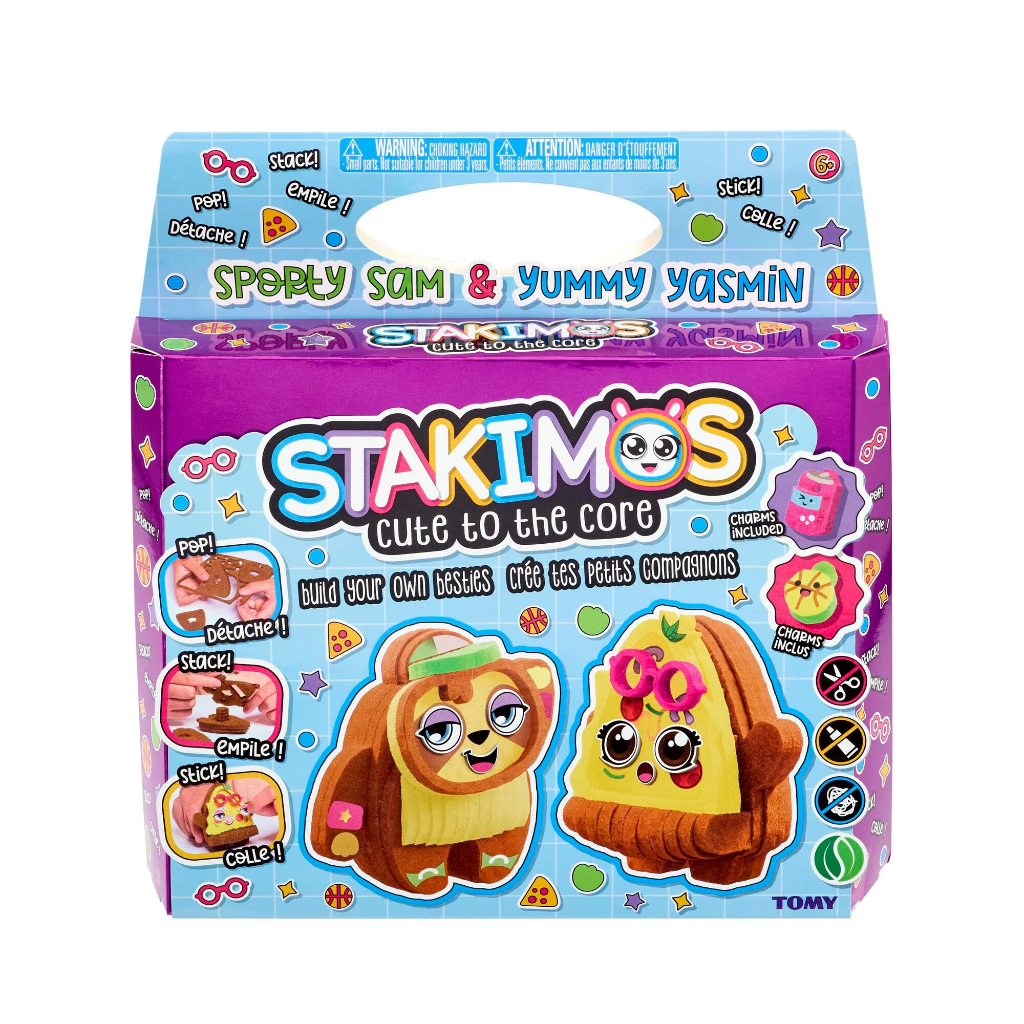 TOMY Stakimos Sporty Sam and Yummy Yasmin | Kids Craft Set to Build Your Own Adorable 3D Characters from Recycled Polyester Craft Foam | No Glue or Cutting Needed | Craft Kits for Kids Ages 6+ Years