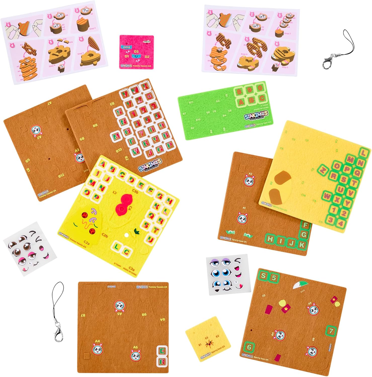 TOMY Stakimos Sporty Sam and Yummy Yasmin | Kids Craft Set to Build Your Own Adorable 3D Characters from Recycled Polyester Craft Foam | No Glue or Cutting Needed | Craft Kits for Kids Ages 6+ Years - Image 3