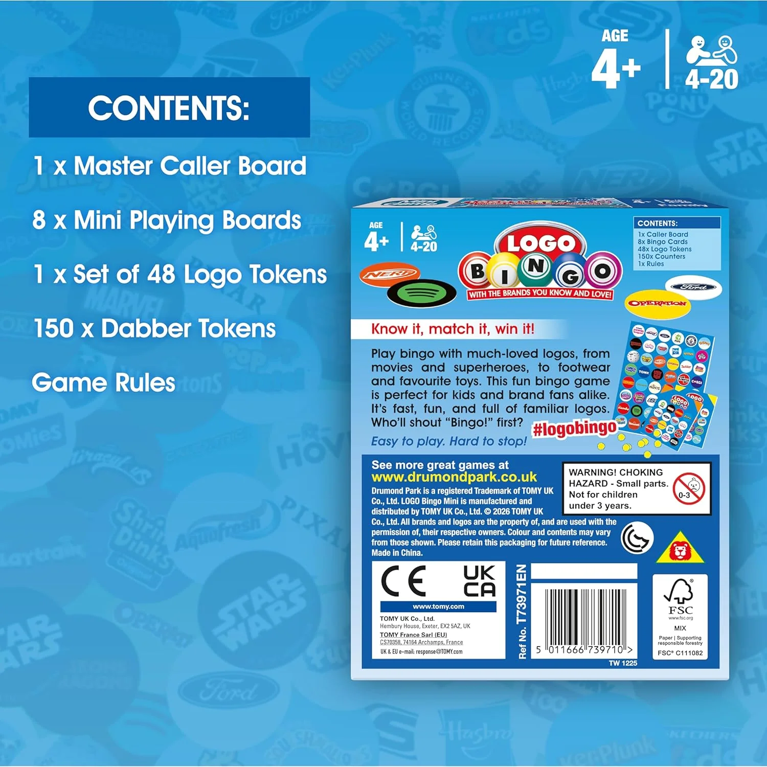 LOGO Bingo Mini Game, Fast Paced Family Bingo Board Game with Iconic Brands and Characters, Travel Size Party Game for Kids and Adults, Easy Fun Group Game for 4 to 20 Players Age 4+ - Image 3