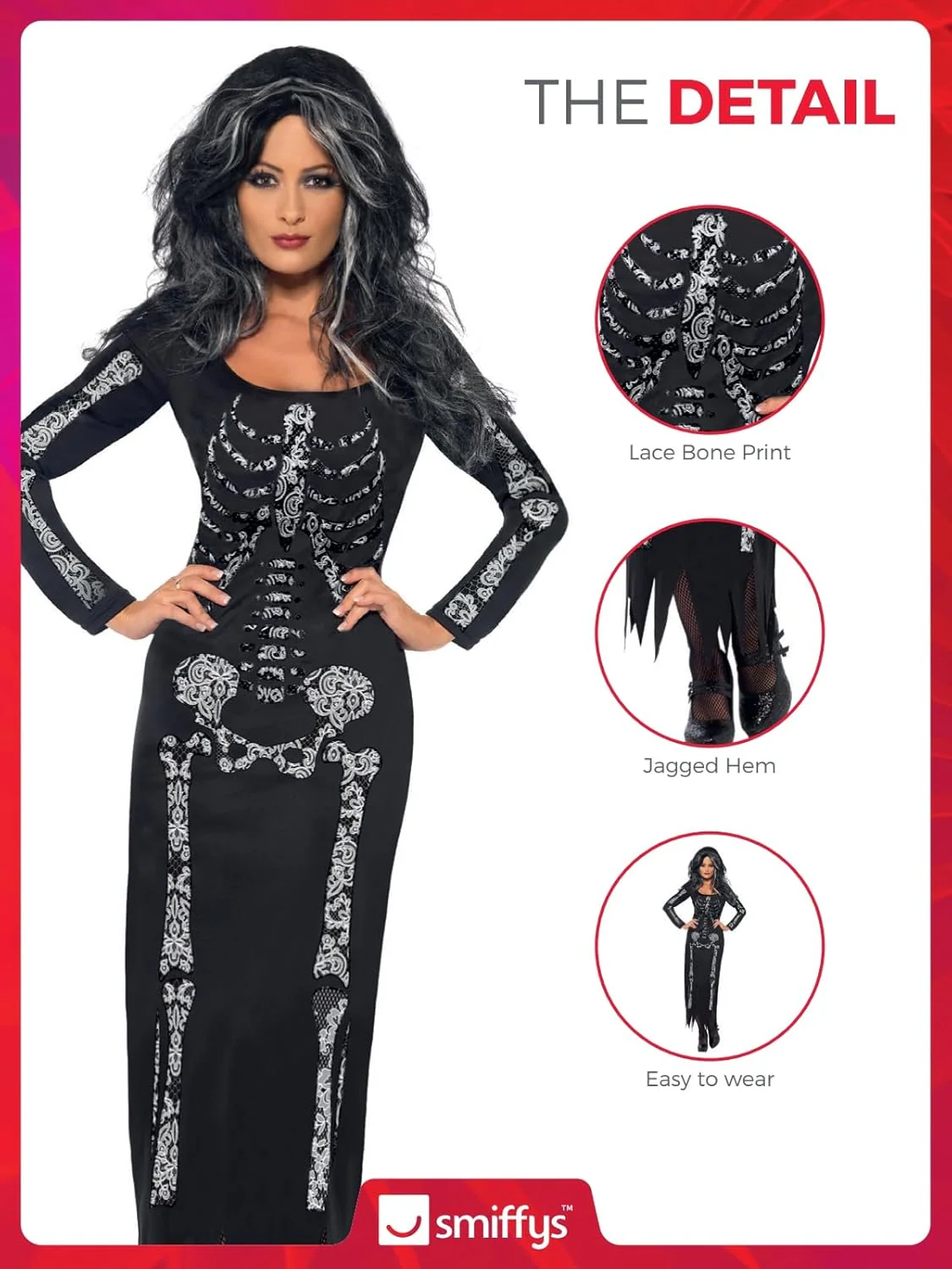 Smiffys Skeleton Costume, Black (Size S) - Image 9