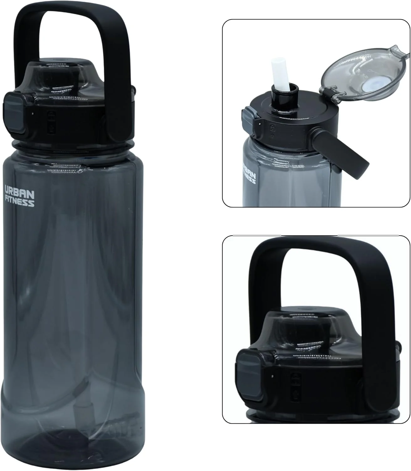 VitalFlow Water Bottle, 1000ml BPA Free Tritan Reusable Sports Bottle with Straw, Leakproof Flip Lid and Carry Handle for Gym, Work and Travel - Image 2