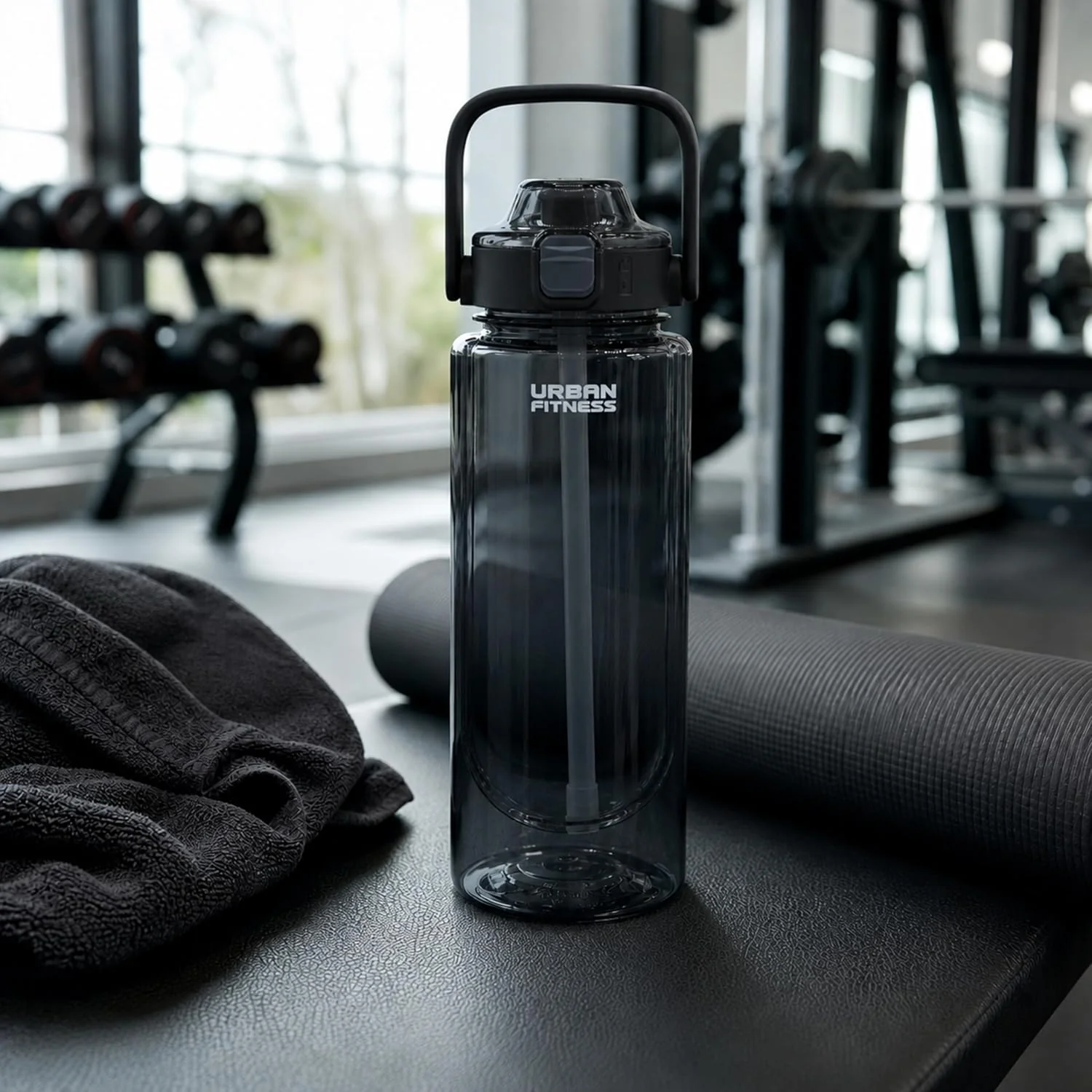 VitalFlow Water Bottle, 1000ml BPA Free Tritan Reusable Sports Bottle with Straw, Leakproof Flip Lid and Carry Handle for Gym, Work and Travel - Image 4