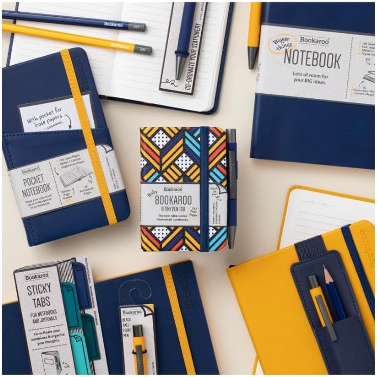 IF Bookaroo Notebook - A7 Pocket and Handbag size Notebook plus Black Ballpoint Pen, 192 pages - Pastels Charcoal - Palm - Image 2