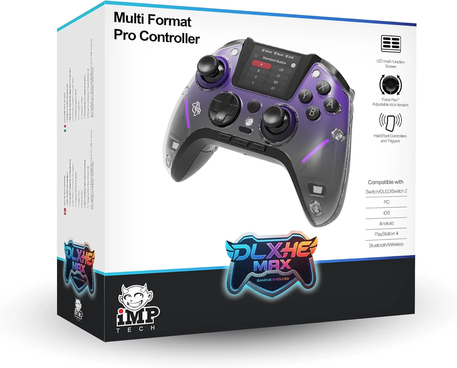 DLX HE MAX Wireless/Wired/Bluetooth Controller - Hall Effect/LED Screen/Programmable, Rechargeable, With charging base. - Image 4