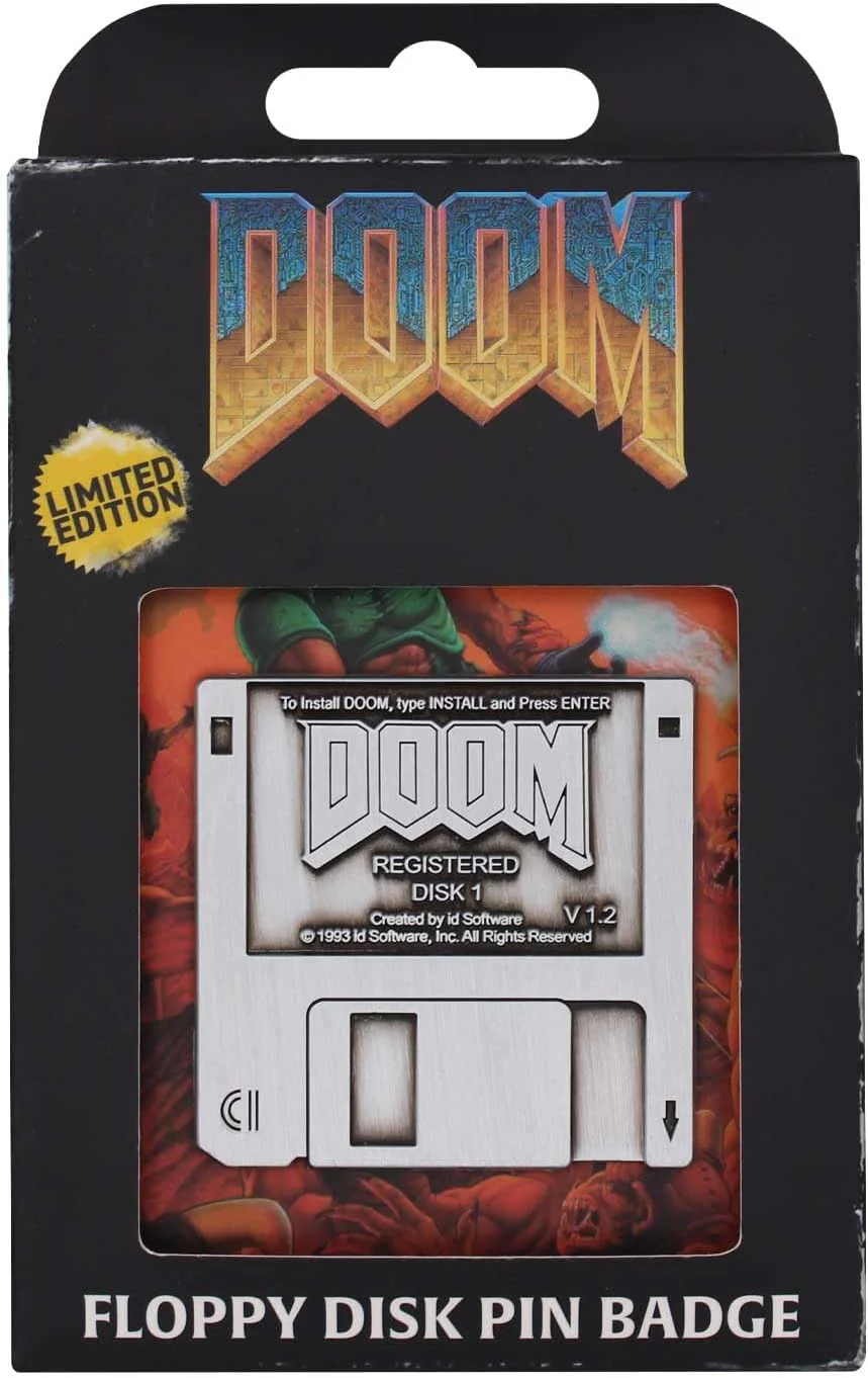 DOOM Floppy Disk Limited Edition Pin Badge, 45 x 45mm, Metall Gummi - Image 3