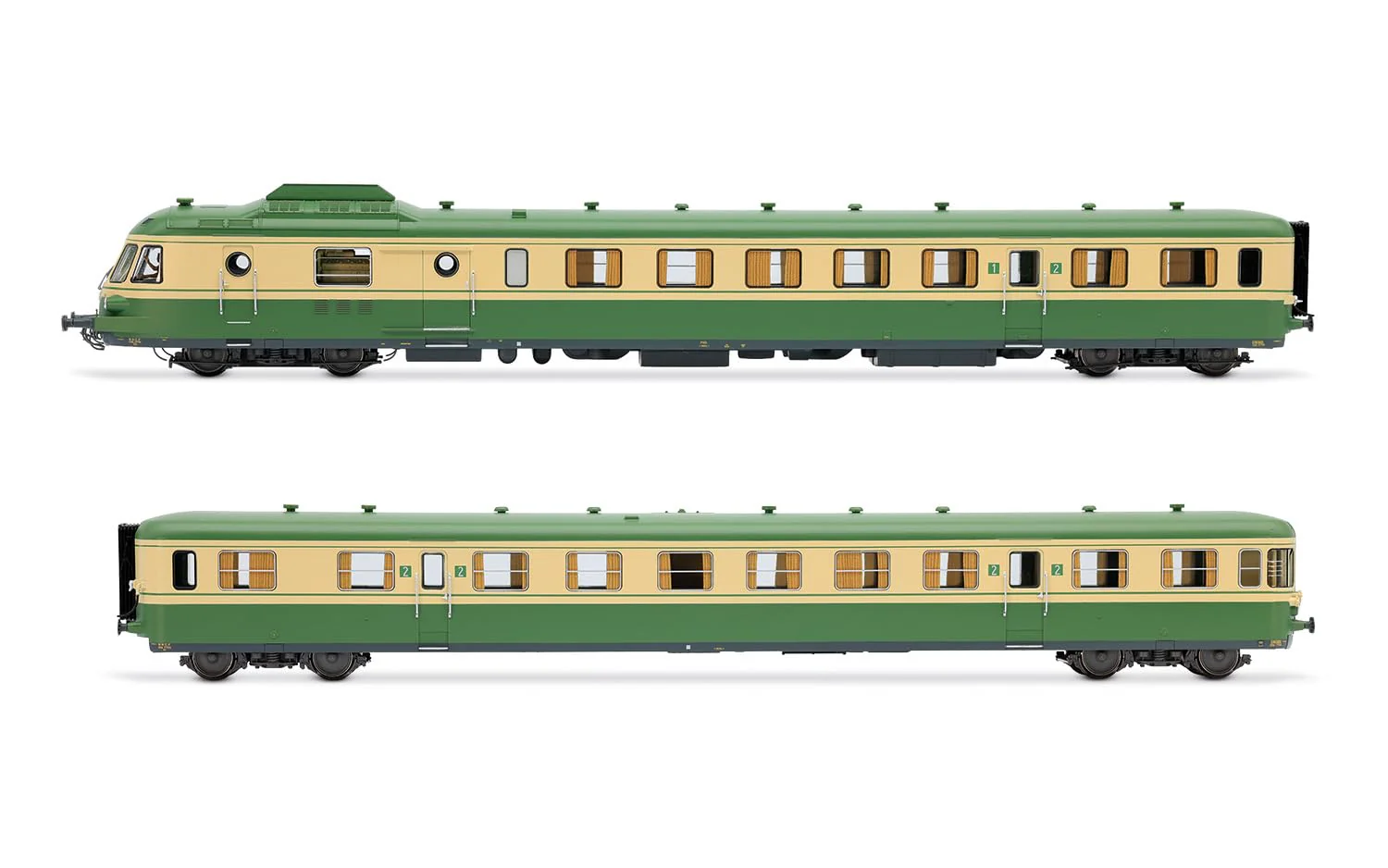 JOUEF HJ2462 SNCF, Wagon Diesel RGP I avec remorque, livrée Vert/Beige, Chemin de Fer EP. IV 1 Locomotive Diesel