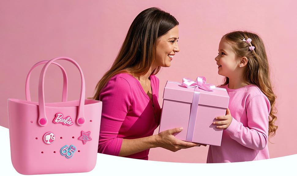 MINISO Barbie Tote Bag, Reusable Small Rubber Waterproof Bag, Cute Design Practical And Portable Handbag for Work Travel - Image 2