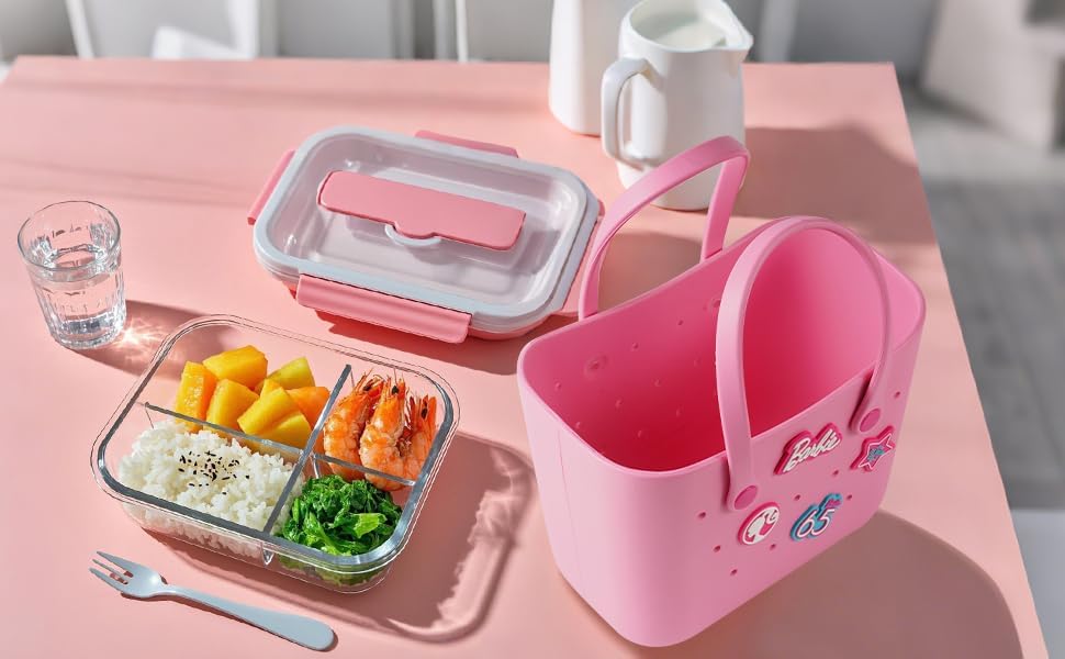 MINISO Barbie Tote Bag, Reusable Small Rubber Waterproof Bag, Cute Design Practical And Portable Handbag for Work Travel - Image 7