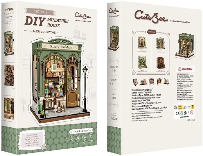 Fsolis - Kit fai da te in miniatura per adulti, mini casa, puzzle 3D per libreria, diorama, decorazione, regalo per donne e adolescenti (libreria della galleria - Image 3