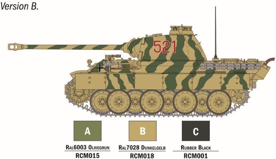 Italeri 75003 Starter Set - Easy Paint: Panther Sd.Kfz.171 Ausf.A, schaal 1:56, Plastic Model Kit/plastic model om in elkaar te zetten, incl. lijm en 3 acrylstiften om te schilderen - Image 8