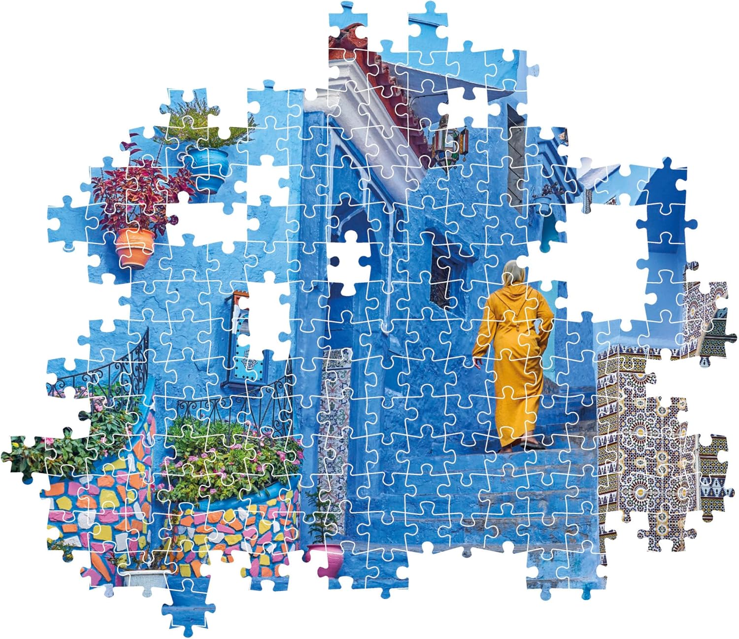 Clementoni Die blauen Straßen von Chefchaouin 500 Teile Erwachsene - Katzen Puzzle Erwachsene in 49 x 36 cm - Puzzle Erwachsene anspruchsvoll von Clementoni 35621 - Image 3