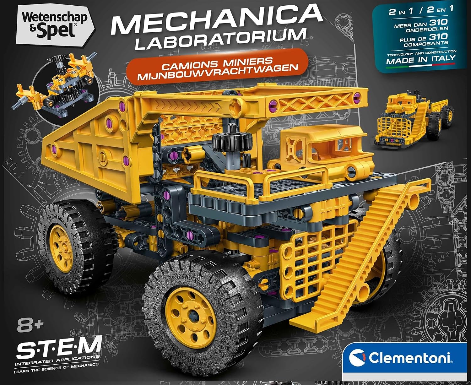 Clementoni Wetenschap & Spel Mijnbouwtruck Bouwset – 2-in-1 STEM Constructieset – Mechanica Speelgoed met Werkend Stuursysteem & Kiepbak – Science & Play – Vanaf 8 Jaar - Image 5