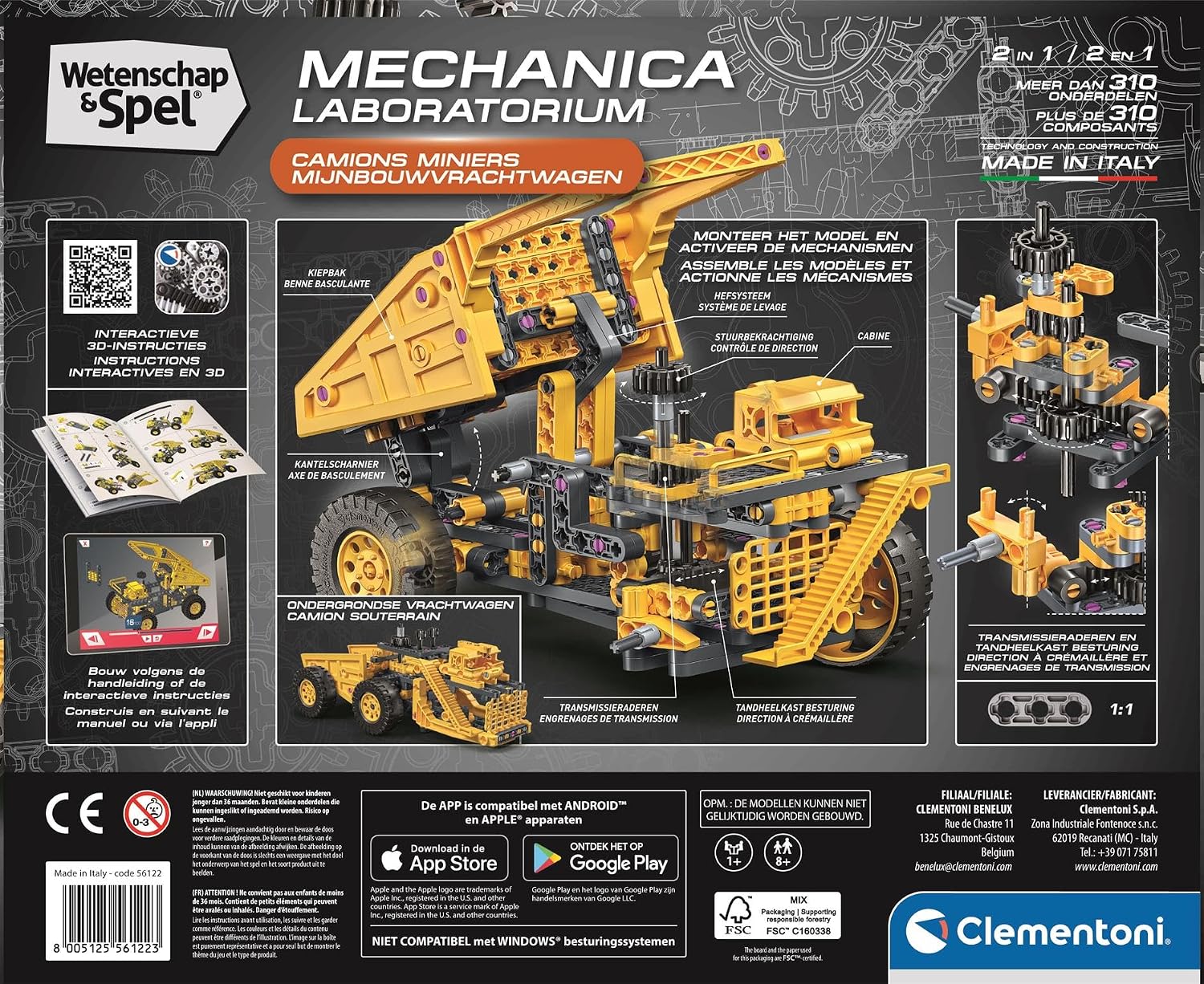 Clementoni Wetenschap & Spel Mijnbouwtruck Bouwset – 2-in-1 STEM Constructieset – Mechanica Speelgoed met Werkend Stuursysteem & Kiepbak – Science & Play – Vanaf 8 Jaar - Image 7