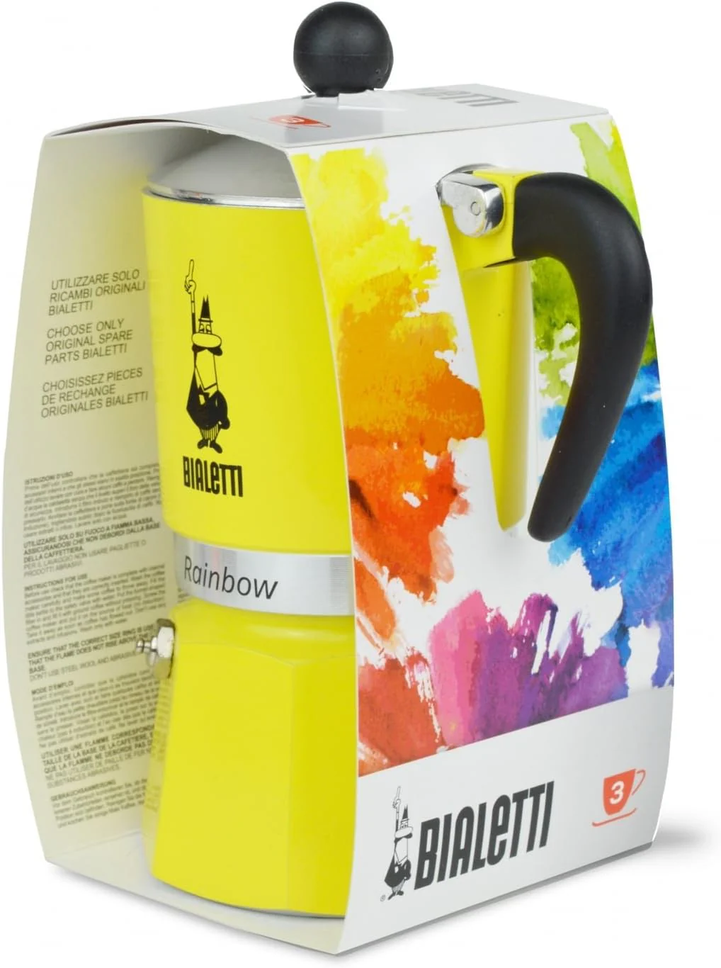 Bialetti Rainbow Caffettiera Colorata, Alluminio, Giallo, 3 Tazze - Image 2