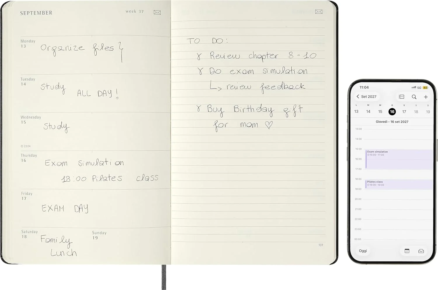Moleskine Weekly Digital Planner 2027, Hard Cover 12 Month Smart Planner with Elastic Closure, Large 13x21 Cm, Black - Image 6