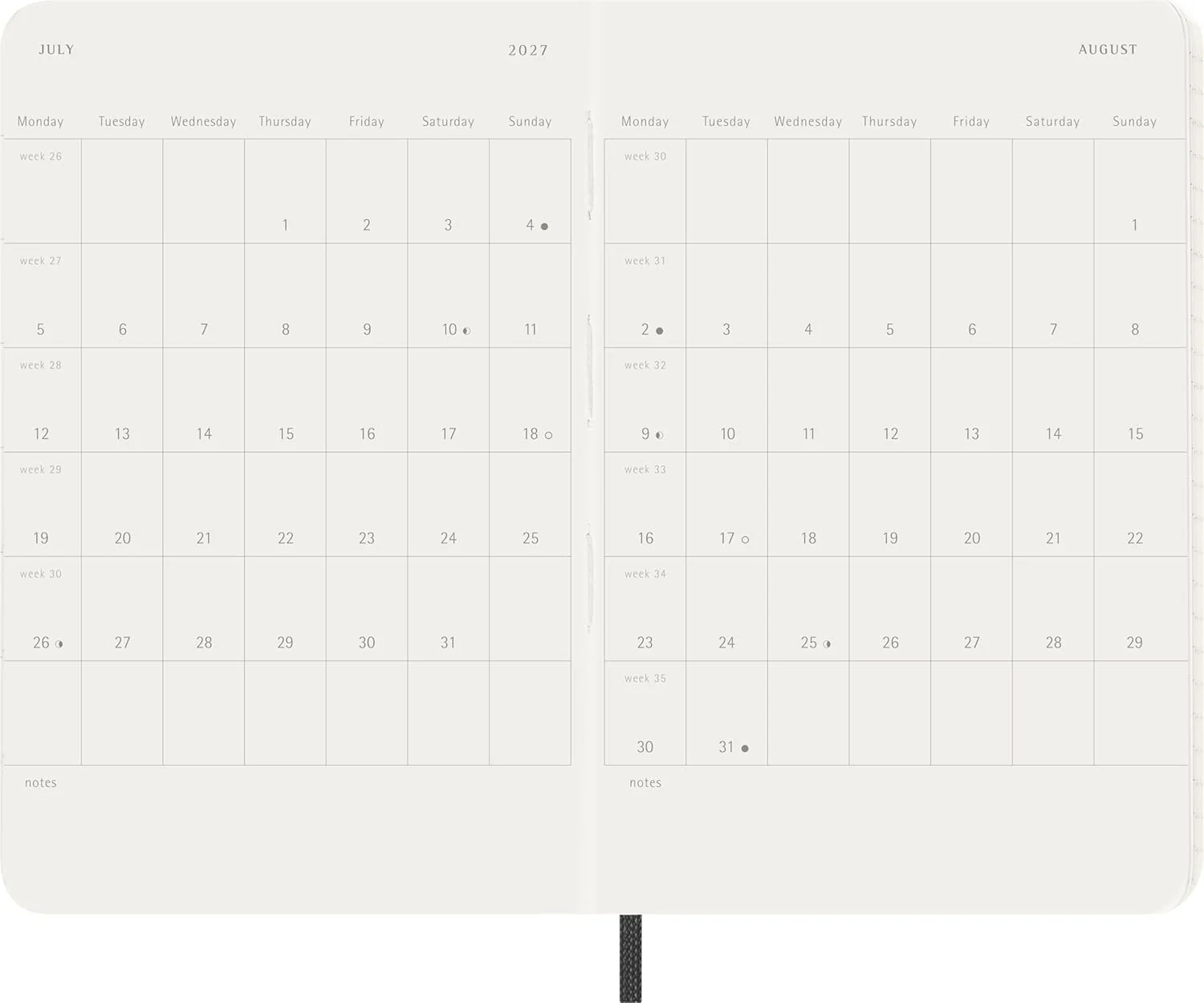 Moleskine Monthly Planner 2027, Soft Cover 12 Month Diary with Elastic Closure, Pocket Size 9x14 Cm, Black - Image 3