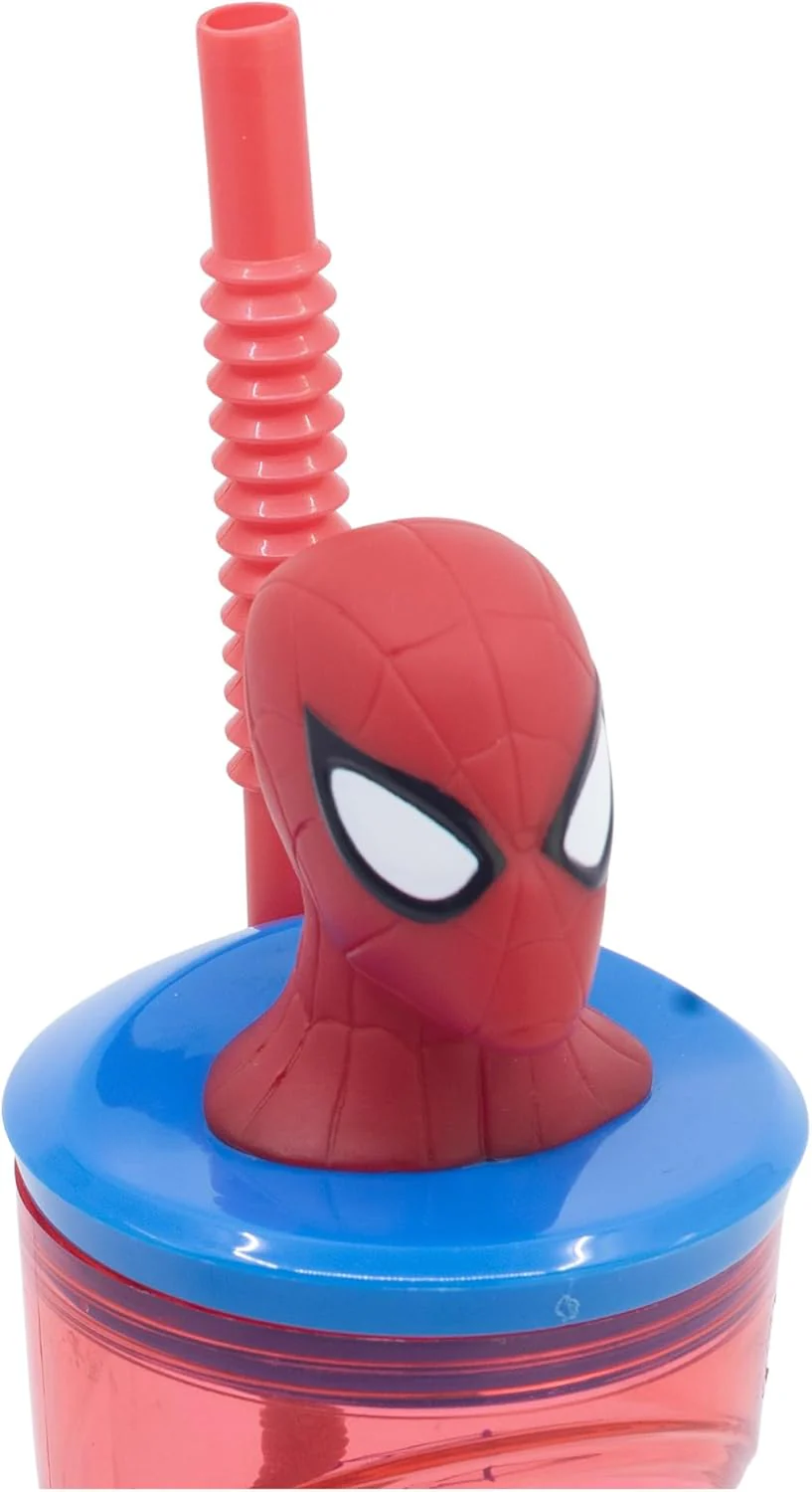 Stor herbruikbare beker met rietje en deksel met 3D-figuurtje, 360 ml Spider-Man - Image 3