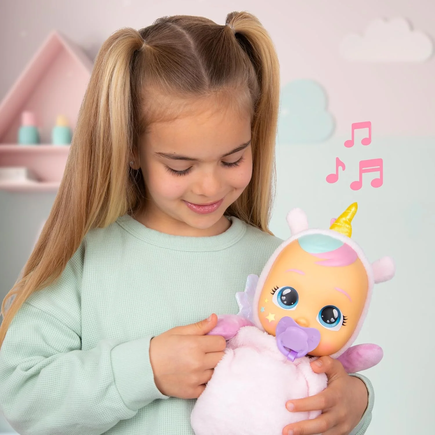 CRY Babies Luna & Poppy Interaktive Puppe Kinderleichtes Einschlafen mit Goodnight Friends Luna und Poppy, mit magischen Lichtern, sanften Babylauten und Schlafliedern. Kinder ab 3 Jahren - Image 6