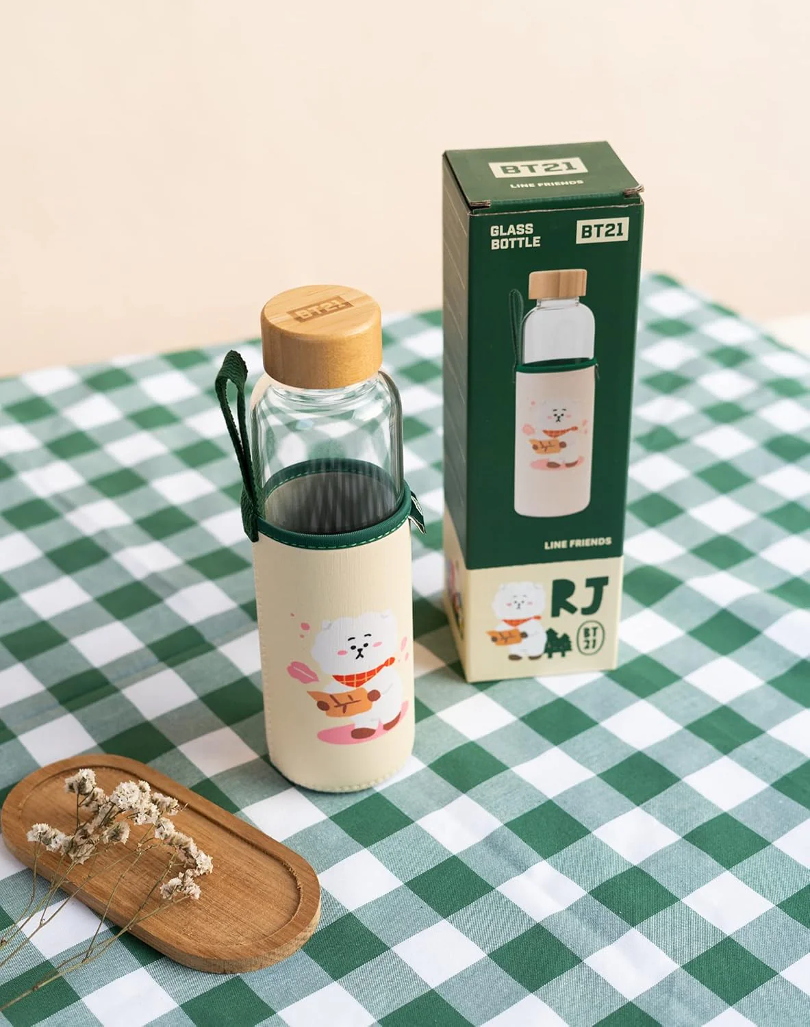 Grupo Erik Trinkflasche 500 ml Glas - GYM Flasche BT21 RJ Glasflasche 500 ml - Sportflasche Kinder - Wasserflasche Glas - BTS Fanartikel Offizieller BTS Merch - Image 4