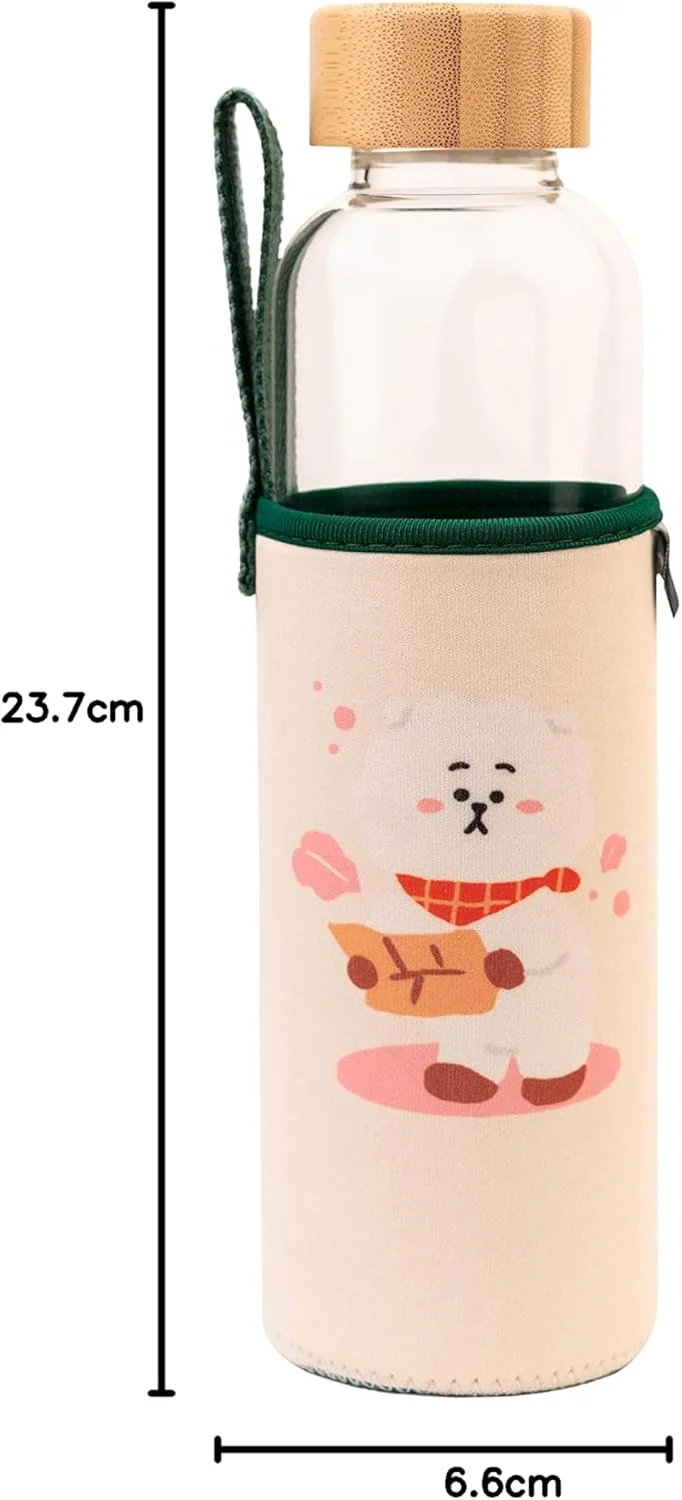 Grupo Erik Trinkflasche 500 ml Glas - GYM Flasche BT21 RJ Glasflasche 500 ml - Sportflasche Kinder - Wasserflasche Glas - BTS Fanartikel Offizieller BTS Merch - Image 5