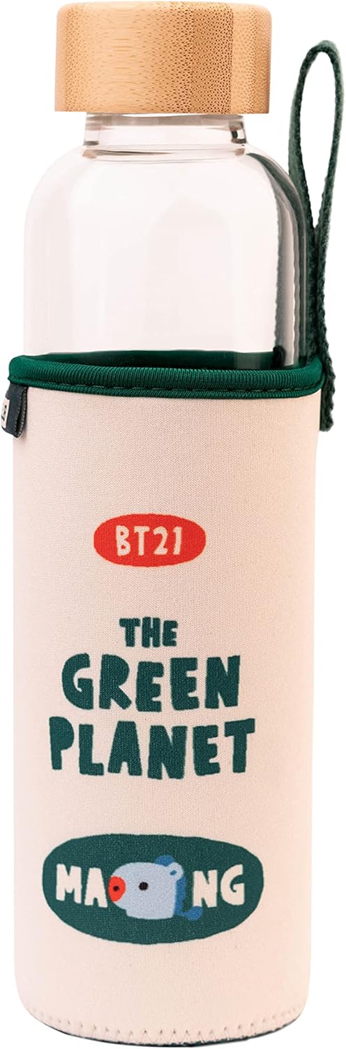 Grupo Erik Trinkflasche 500 ml Glas - GYM FlascheBT21 Mang Glasflasche 500 ml - Sportflasche Kinder - Wasserflasche Glas - BTS Fanartikel Offizieller BTS Merch - Image 5