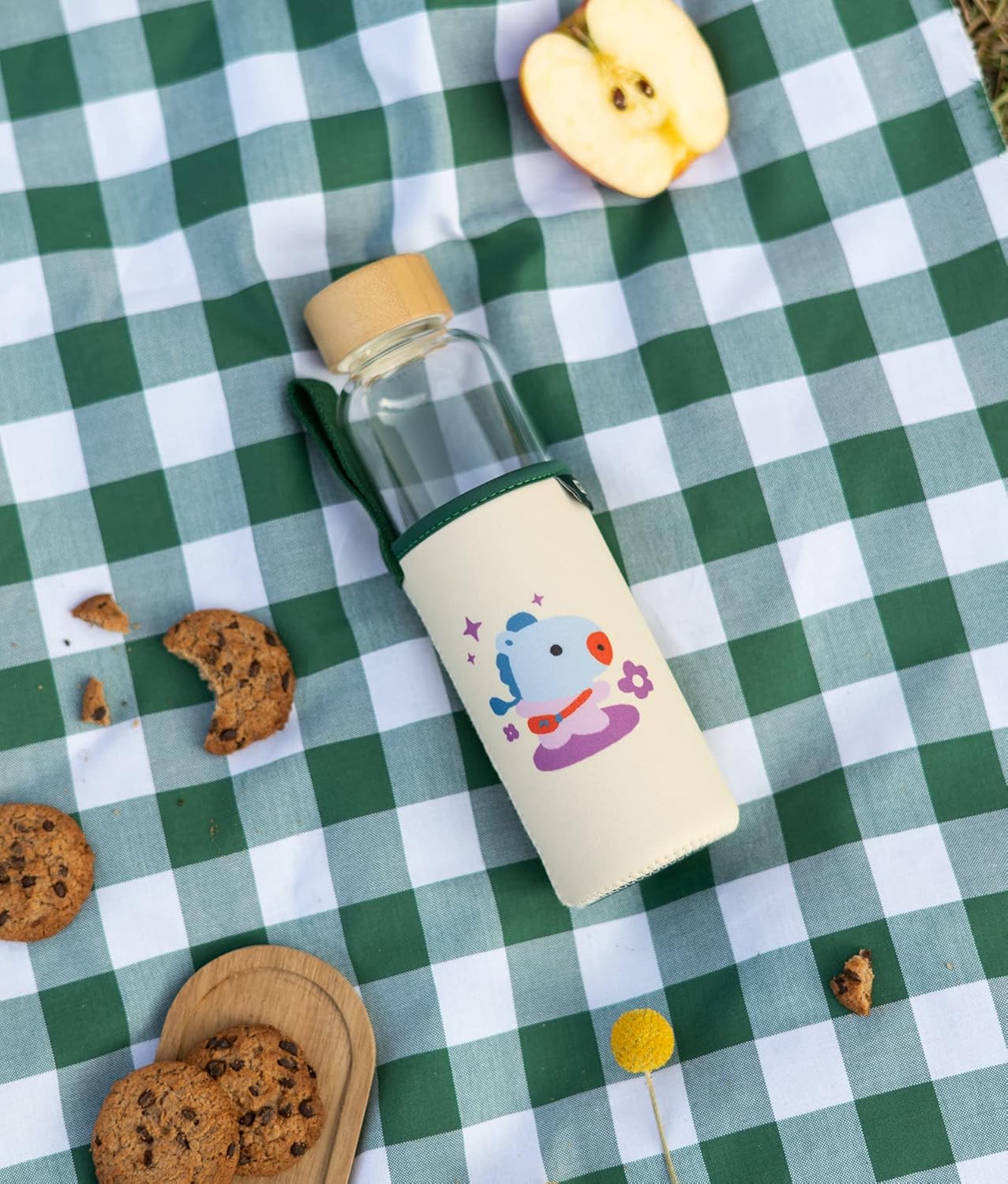 Grupo Erik Trinkflasche 500 ml Glas - GYM FlascheBT21 Mang Glasflasche 500 ml - Sportflasche Kinder - Wasserflasche Glas - BTS Fanartikel Offizieller BTS Merch - Image 6