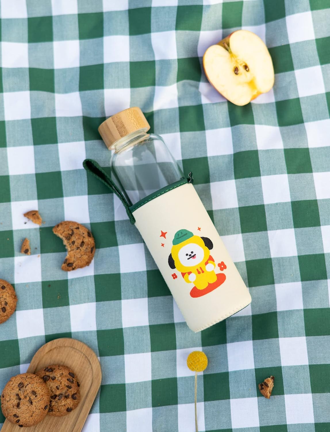 Grupo Erik Trinkflasche 500 ml Glas - GYM FlascheBT21 Chimmy Glasflasche 500 ml - Sportflasche Kinder - Wasserflasche Glas - BTS Fanartikel Offizieller BTS Merch - Image 4
