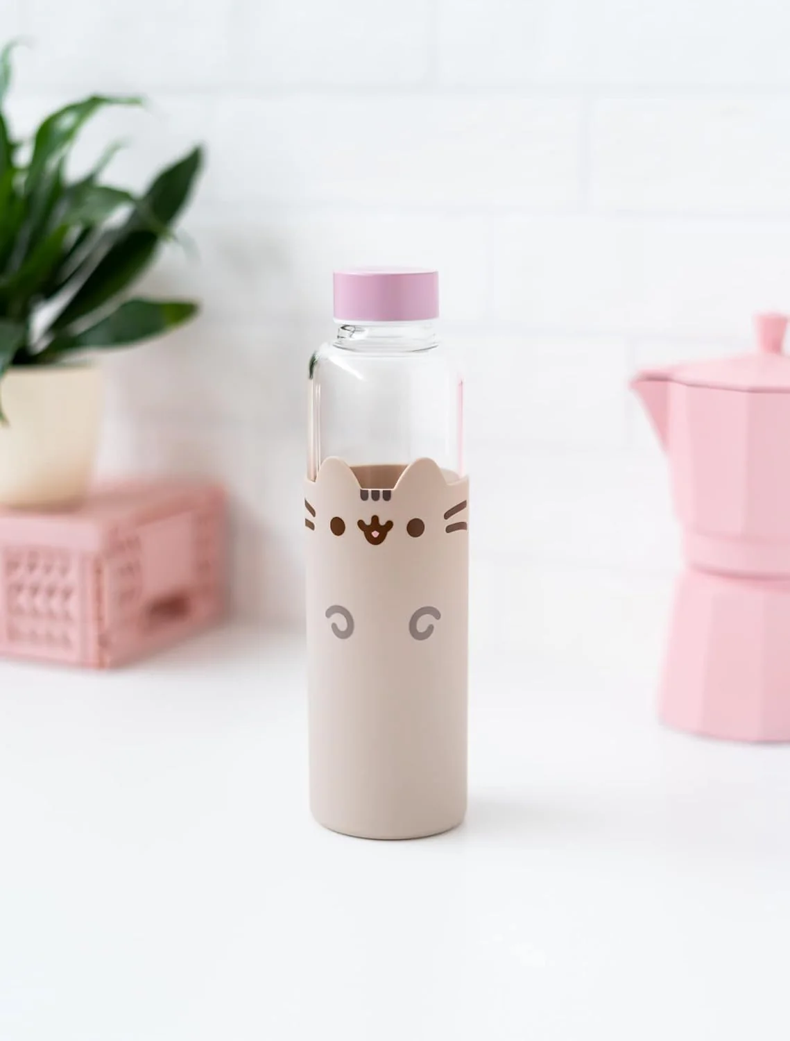 Grupo Erik BDC009 Glazen Waterfles Pusheen - 500 ml Herbruikbare Fles - Glazen Drinkfles met siliconen hoes - Image 3