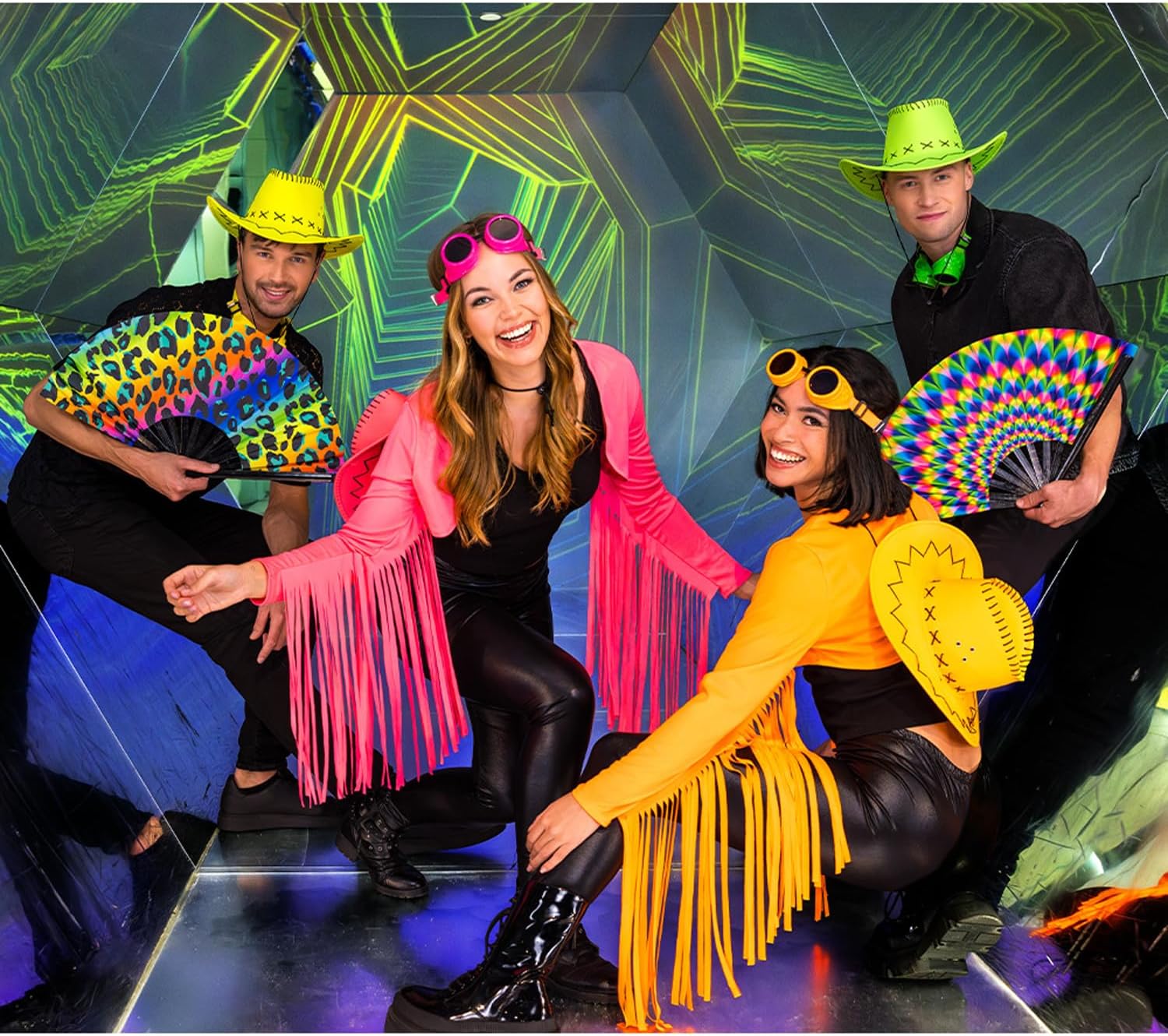 Boland - Verstellbarer UV Cowboyhut Savanne, Neon Western Hut, leuchtet im Schwarzlicht, Kostüm Zubehör für Festival, Karneval, JGA und Mottoparty - Image 5