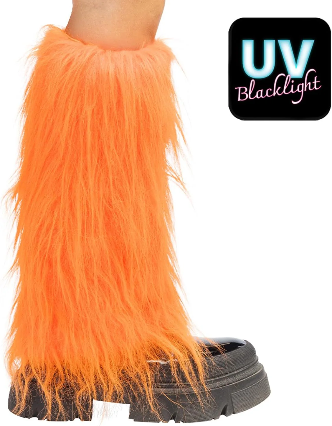 Boland - UV Neon Beinstulpen für Kostüme, 1 Paar, leuchten im Schwarzlicht, Beinwärmer aus Kunstfell, Kostüm-Accessoires für Festival, Karneval und Mottoparty - Image 3