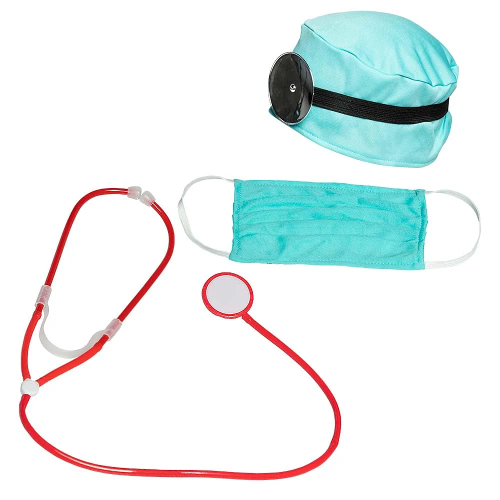 Boland 44809 - Arzt Set für Kostüme, Zubehör für Karneval, Kostüm-Set, Mütze, Stirnband, Reflektor, Mundmaske und Stethoskop, Mottoparty, JGA