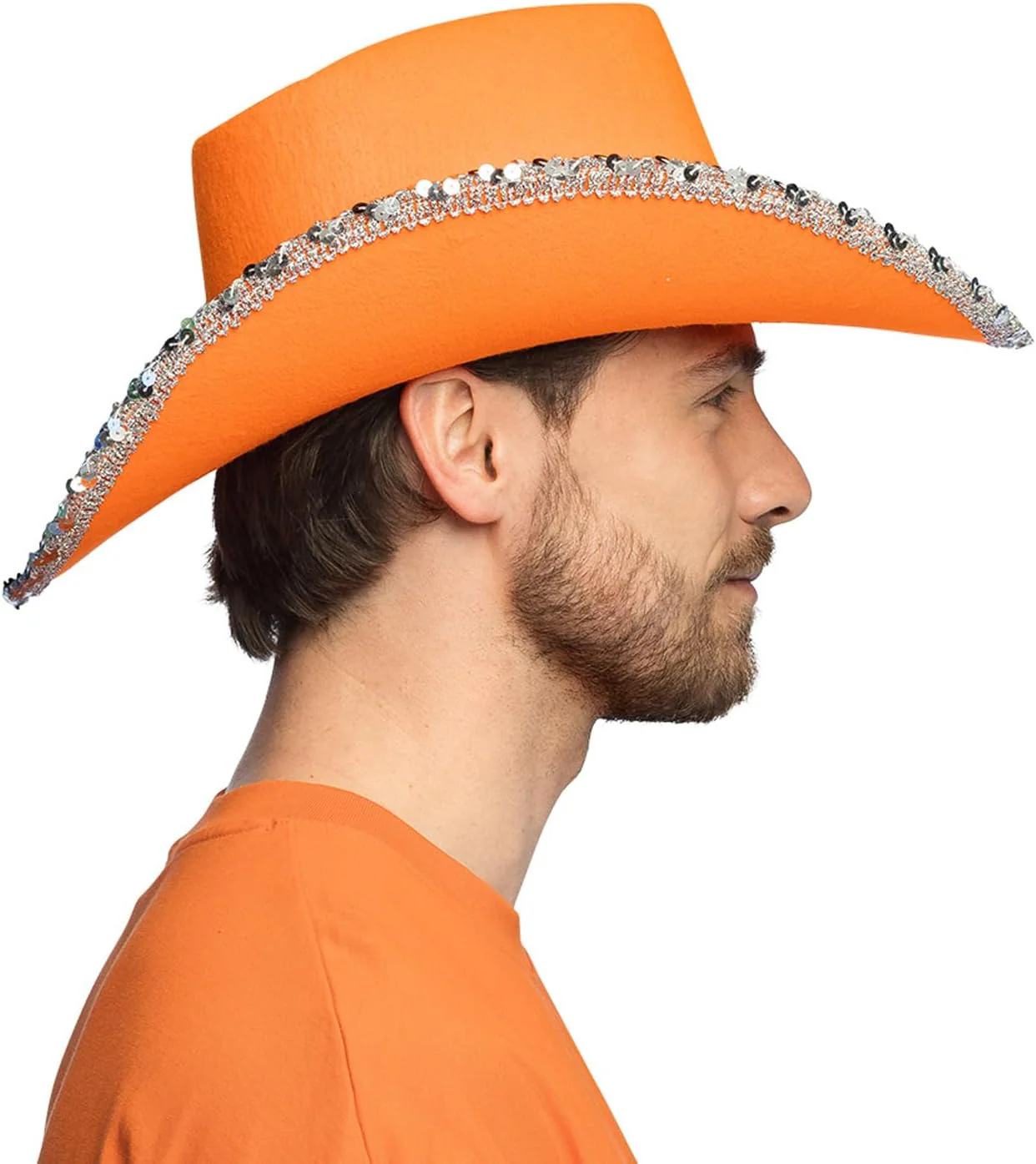 Cowboy Hoed Glitter - Neon Oranje - Image 5