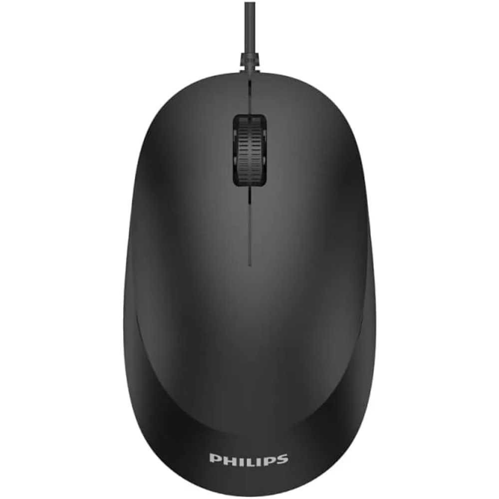 PHILIPS SPK7207B wired mouse - USB 2.0 connection, ergonomic design and 1,200 DPI sensor, quiet clicks, for left and right-handed users, compatible with PC, Mac, laptop, black