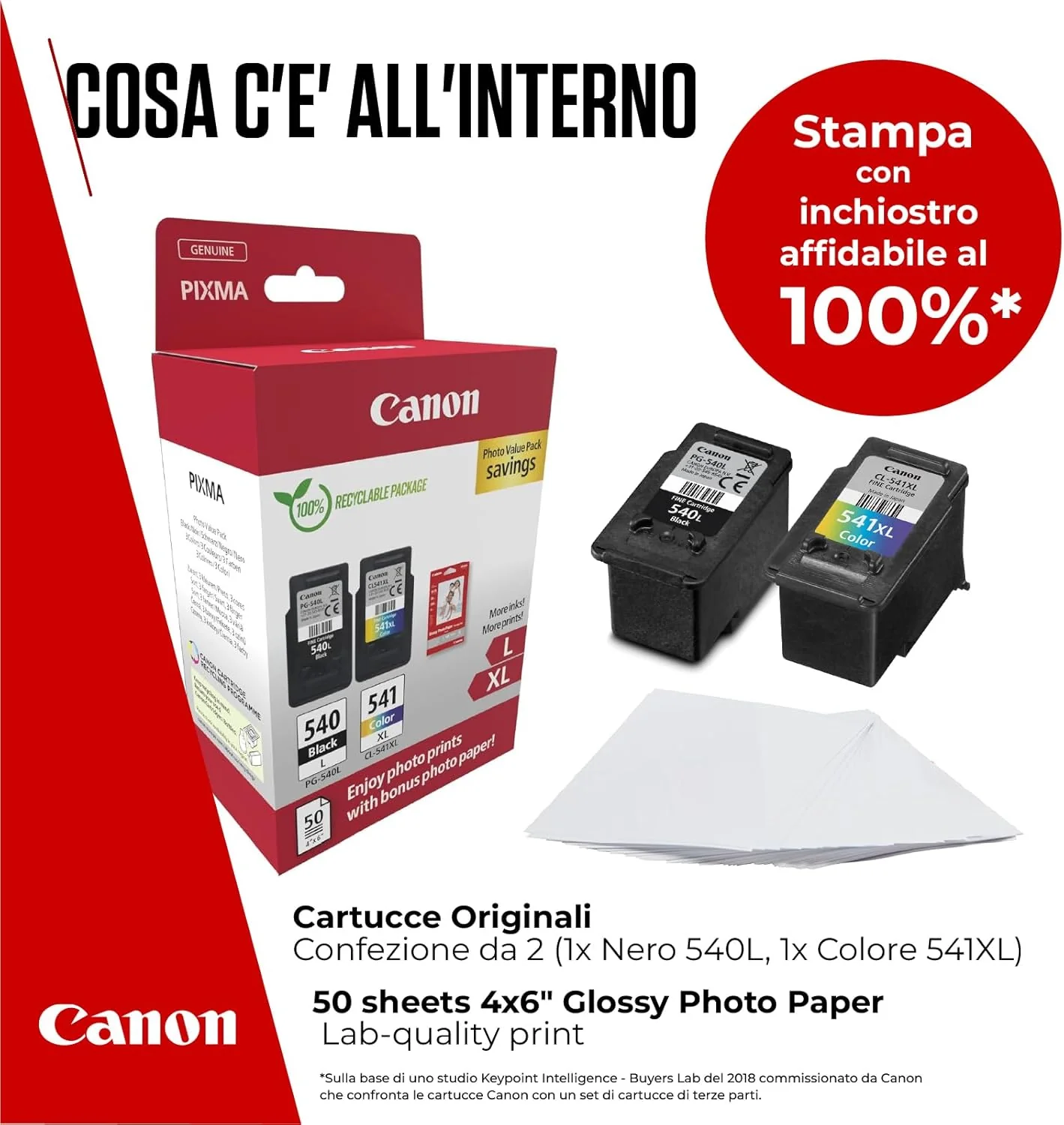 Canon Multipack Cartuccia & Carta - 2 Cartucce per Stampante Originali ad Alta Capacità PG-540L/CL-541XL (1 x Nero, 1 x Colori) & 4x6 Carta Fotografica (50 x Fogli - Image 4
