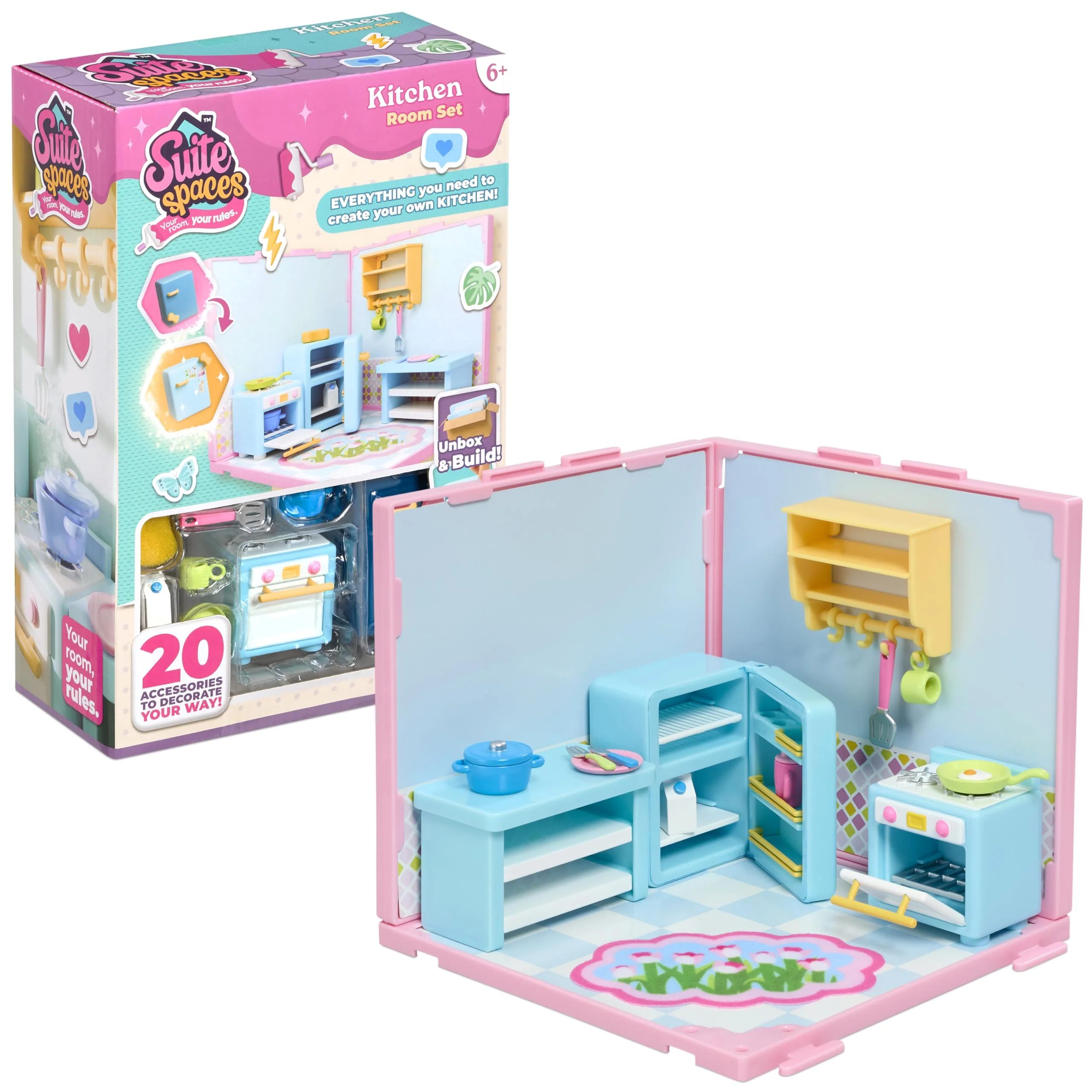 Goliath Suite Spaces - Kitchen Set | Your Room, Your Rules! Contains 20 Cooking Themed Accessories | Modular Dolls House Rooms with Customizable Furniture & Decor | For Ages 6+