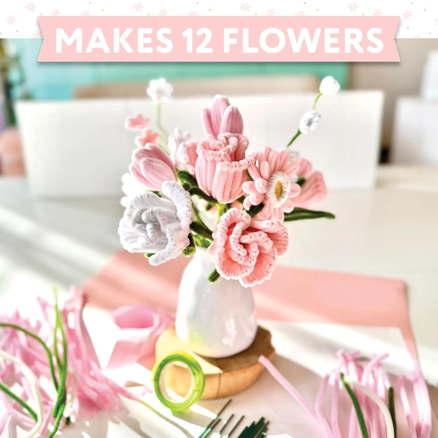 Bendable Blooms Chenille Stem Flower-Making Kit Cottage Garden: Everything You Need to Make a Beautiful Floral Bouquet: Over 150 Chenille Stems with ... Grosgrain Ribbon, and an Instruction Leaflet - Image 2
