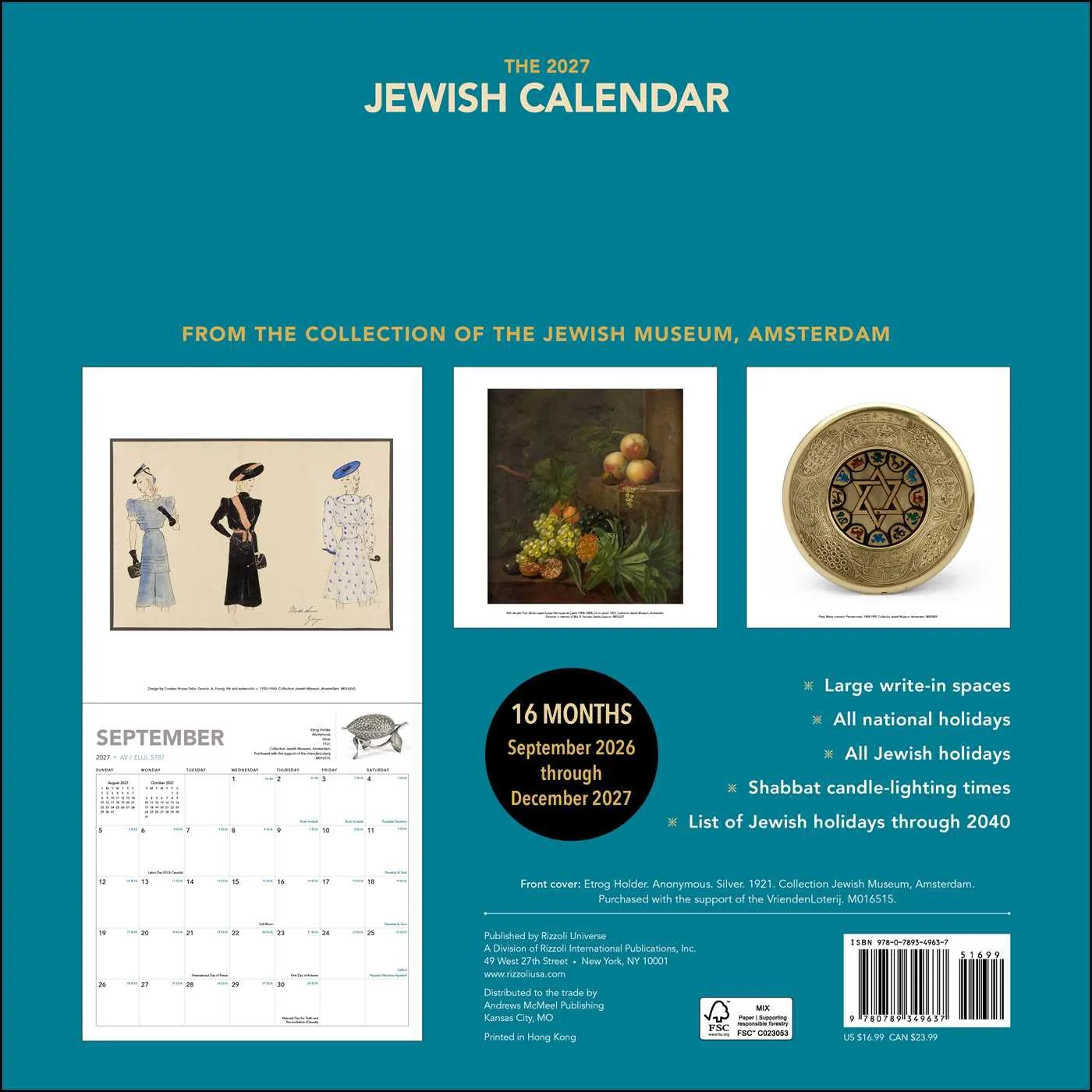 The Jewish Calendar 2026–2027 (5787) 16-Month Wall Calendar: Original Universe-Kalender - Image 3